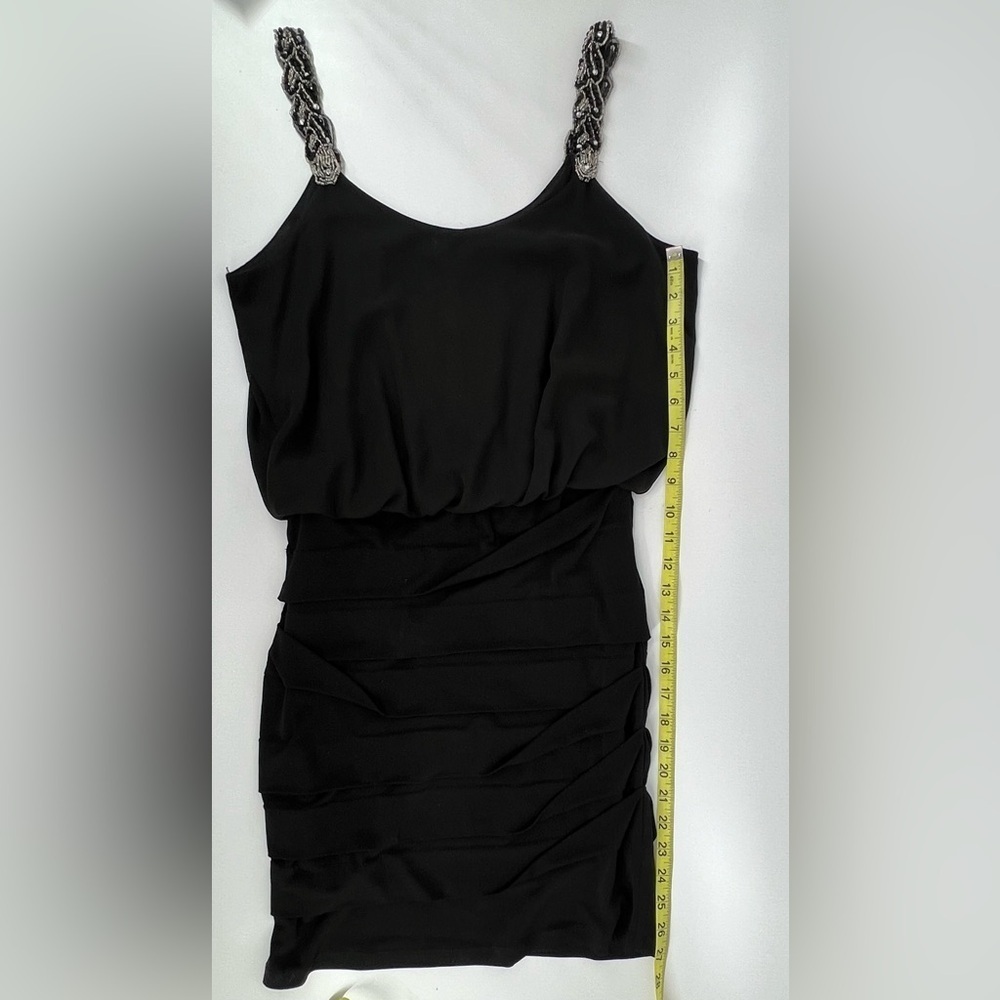 Jodi Kristopher black cocktail mini dress style Estilo silver sequin straps M - Picture 9 of 11